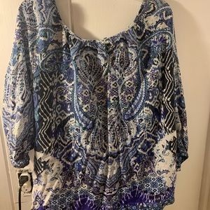 Blue Patterned Blouse